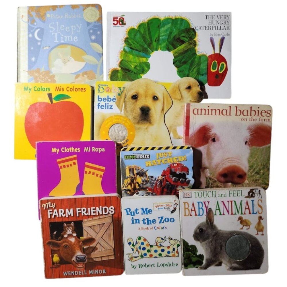 10 Baby Toddler books book bundle Lot Set Very Hungry Caterpillar Animals Dog Pu